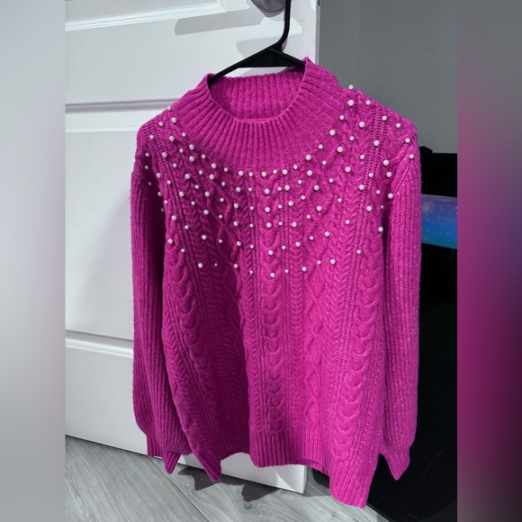 NWOT - Pink Pearl Embellished Sweater - Picture 7 of 9